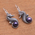 Cultured pearl dangle earrings, 'Sea Horse Legend' - Indonesian Sterling Silver and Pearl Dangle Earrings (image 2c) thumbail