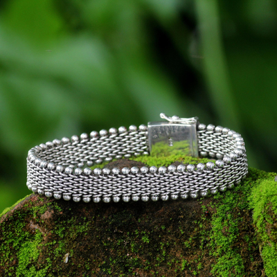 Men's sterling silver bracelet, 'The Hero' - Men's Sterling Silver Chain Bracelet