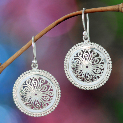 Sterling silver flower earrings, 'Paradise Bloom' - Floral Sterling Silver Dangle Earrings