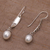 Cultured pearl dangle earrings, 'Paradise Blooms' - Balinese Artisan Crafted Sterling Silver and Pearl Earrings (image 2c) thumbail