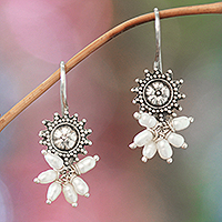 Cultured pearl dangle earrings, 'Femme Fatale'