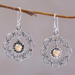 Sterling silver flower earrings, 'Delightful Denpasar' - Sterling Silver and 18k Gold Accent Earrings
