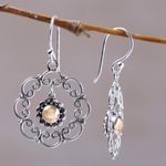 Sterling silver flower earrings, 'Delightful Denpasar' - Sterling Silver and 18k Gold Accent Earrings