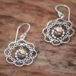 Sterling silver flower earrings, 'Delightful Denpasar' - Sterling Silver and 18k Gold Accent Earrings