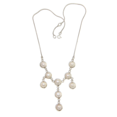 Cultured pearl Y-necklace, 'Sumatra Soiree' - Cultured pearl Y-necklace