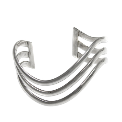 Sterling silver cuff bracelet, 'Wakatobi Wave' - Sterling Silver Cuff Bracelet