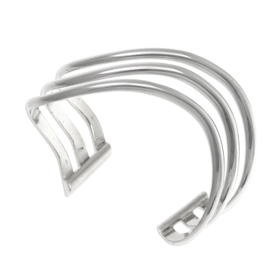 Sterling silver cuff bracelet, 'Wakatobi Wave' - Sterling Silver Cuff Bracelet
