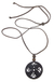 Coconut shell pendant necklace, 'Four Flowers' - Coconut shell pendant necklace