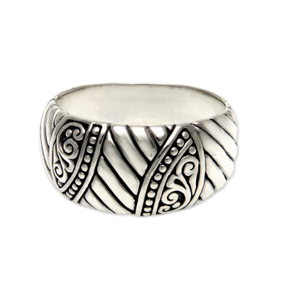 Men's sterling silver ring, 'Famous Warrior' - Men's Unique Sterling Silver Band Ring