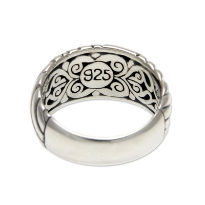 Men's sterling silver ring, 'Famous Warrior' - Men's Unique Sterling Silver Band Ring
