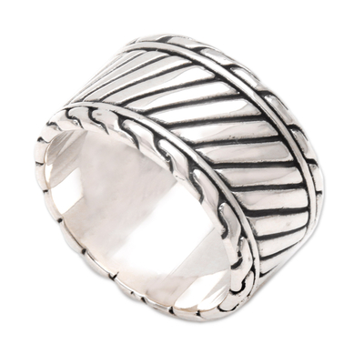 Men's sterling silver ring, 'Dragon Path' - Men's sterling silver ring