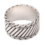 Men's sterling silver ring, 'Dragon Path' - Men's sterling silver ring