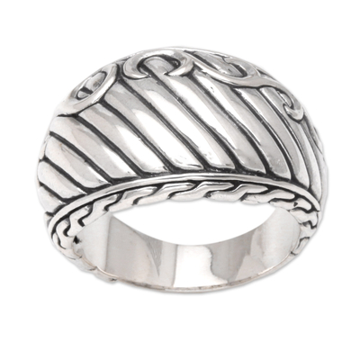 Men's sterling silver ring, 'The Walls of Heaven' - Men's Artisan Crafted Sterling Silver Band Ring