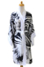 Silk robe, 'Palm Fronds' - Women's Silk Short Robe with Palm Frond Motifs (image 2e) thumbail