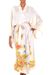 Silk robe, 'Golden Island' - Handcrafted Floral Silk Womens Robe from Bali (image 2a) thumbail