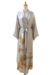Silk robe, 'Golden Island' - Handcrafted Floral Silk Womens Robe from Bali