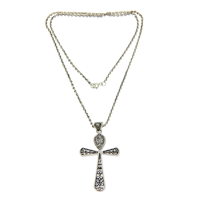 Indonesian Sterling Silver Cross Necklace