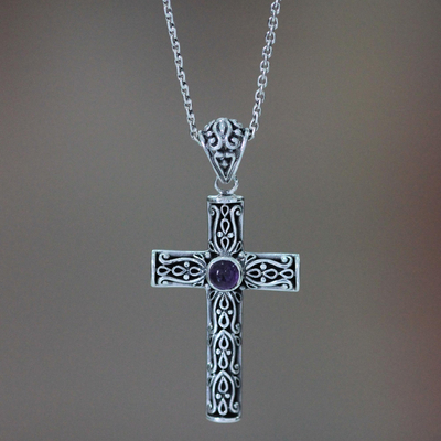 Amethyst-Kreuz-Halskette - Amethyst-Kreuz-Halskette