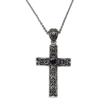 Garnet cross necklace
