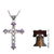 Amethyst cross necklace, 'Jasmine Light' - Unique Amethyst and Sterling Silver Cross Necklace