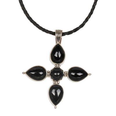 Onyx cross necklace