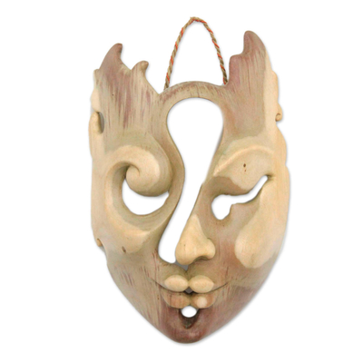 Artisan Crafted Natural Hibiscus Wood Mask from Novica Bali