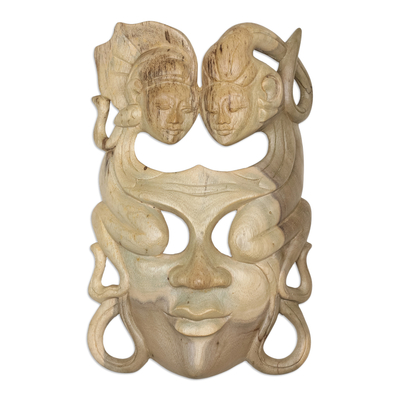 Wood mask, 'Soulmates' - Modern Wood Mask