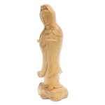 Wood sculpture, 'Kwan Im Goddess' - Crocodile Wood Hindu Sculpture