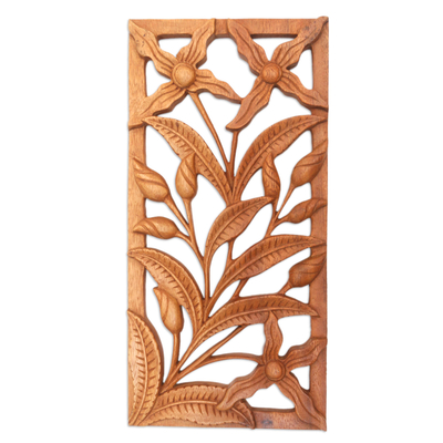 Wood relief panel, 'Spirit of the Wild Orchids' - Floral Wood Relief Panel