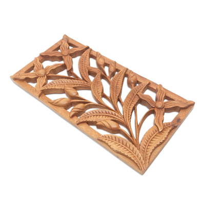 Panel en relieve de madera - Panel relieve madera floral