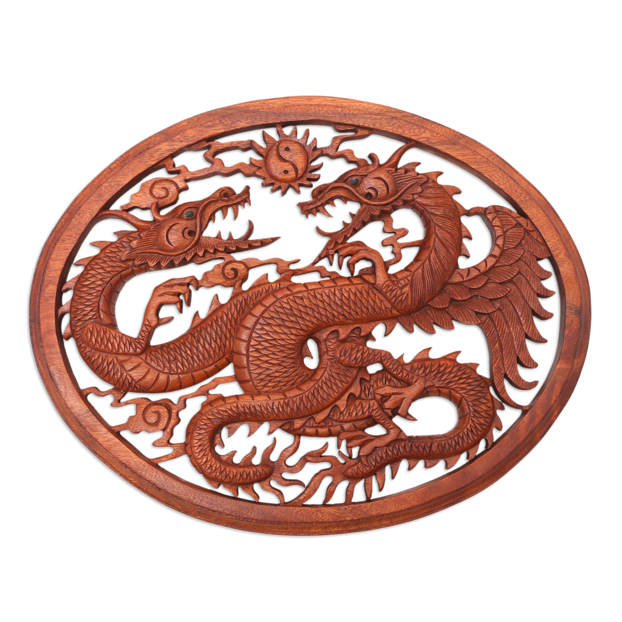 Hand Carved Wooden WELSH Dragon Wall Plaque Picture Art Fair Trade 