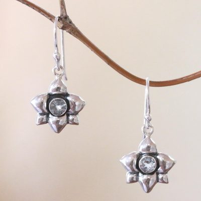 Aquamarine earrings, 'March Daffodil' - Hand Crafted Aquamarine Dangle Earrings