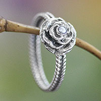 Birthstone flowers pearl ring, 'June Rose'