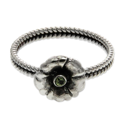 Geburtsstein-Blumen-Peridot-Ring - Handgefertigter Peridot- und Silberring