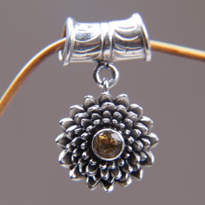 Citrine pendant, 'November Chrysanthemum' - Sterling Silver and Citrine Floral Pendant