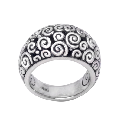 Sterling silver dome ring, 'Temple' - Artisan Crafted Sterling Silver Dome Ring