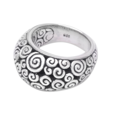 Sterling silver dome ring, 'Temple' - Artisan Crafted Sterling Silver Dome Ring