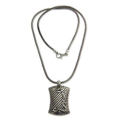Men's sterling silver necklace, 'Royal Fern' - Men's Sterling Silver Pendant Necklace