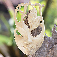 Wood mask, 'Floral Surrealism' - Wood mask
