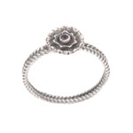 Birthstone flowers amethyst ring, 'February Violet' - Handcrafted Sterling Silver and Amethyst Ring