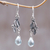 Sterling silver floral earrings, 'Blue Rainforest' - Handmade Sterling Silver Dangle Earrings  (image 2) thumbail