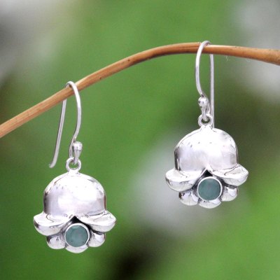 Emerald earrings, 'May's Lily of the Valley' - Emerald and Sterling Silver Dangle Earrings