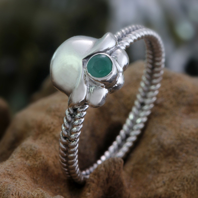 Geburtsstein-Blumen-Smaragd-Ring, „Maiglöckchen“ - Ring aus Smaragd und Sterlingsilber