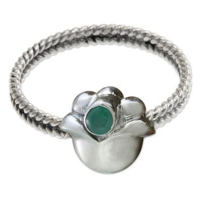 Birthstone flowers emerald ring, 'May Lily of the Valley' - Emerald and Sterling Silver Ring