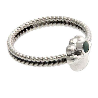 Geburtsstein-Blumen-Smaragd-Ring, „Maiglöckchen“ - Ring aus Smaragd und Sterlingsilber