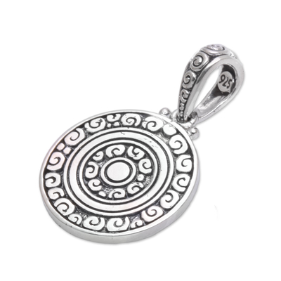 Sterling silver pendant, 'Borobudur Muse' - Fair Trade Sterling Silver Pendant