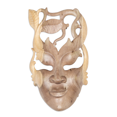 Wood mask, 'Fairy of the Forest' - Handmade Wood Mask