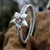 Birthstone flowers pink tourmaline ring, 'October Marigold' - Pink Tourmaline and Sterling Silver Ring thumbail