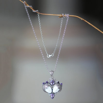 Amethyst pendant necklace, 'Royal Romance' - Sterling Silver and Amethyst Pendant Necklace