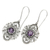 Amethyst dangle earrings, 'Royal Medallion' - Sterling Silver and Amethyst Dangle Earrings (image 2b) thumbail